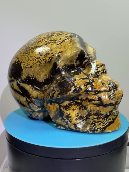 Picture Jasper Skull Carving: Amazing Large Scenic Jasper Carving. Gorgeous Color Combination And Patterns