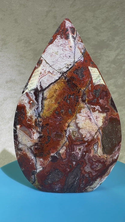 Mexican Crazy Lace Agate Flame. High Quality Polished Freeform Flame.
