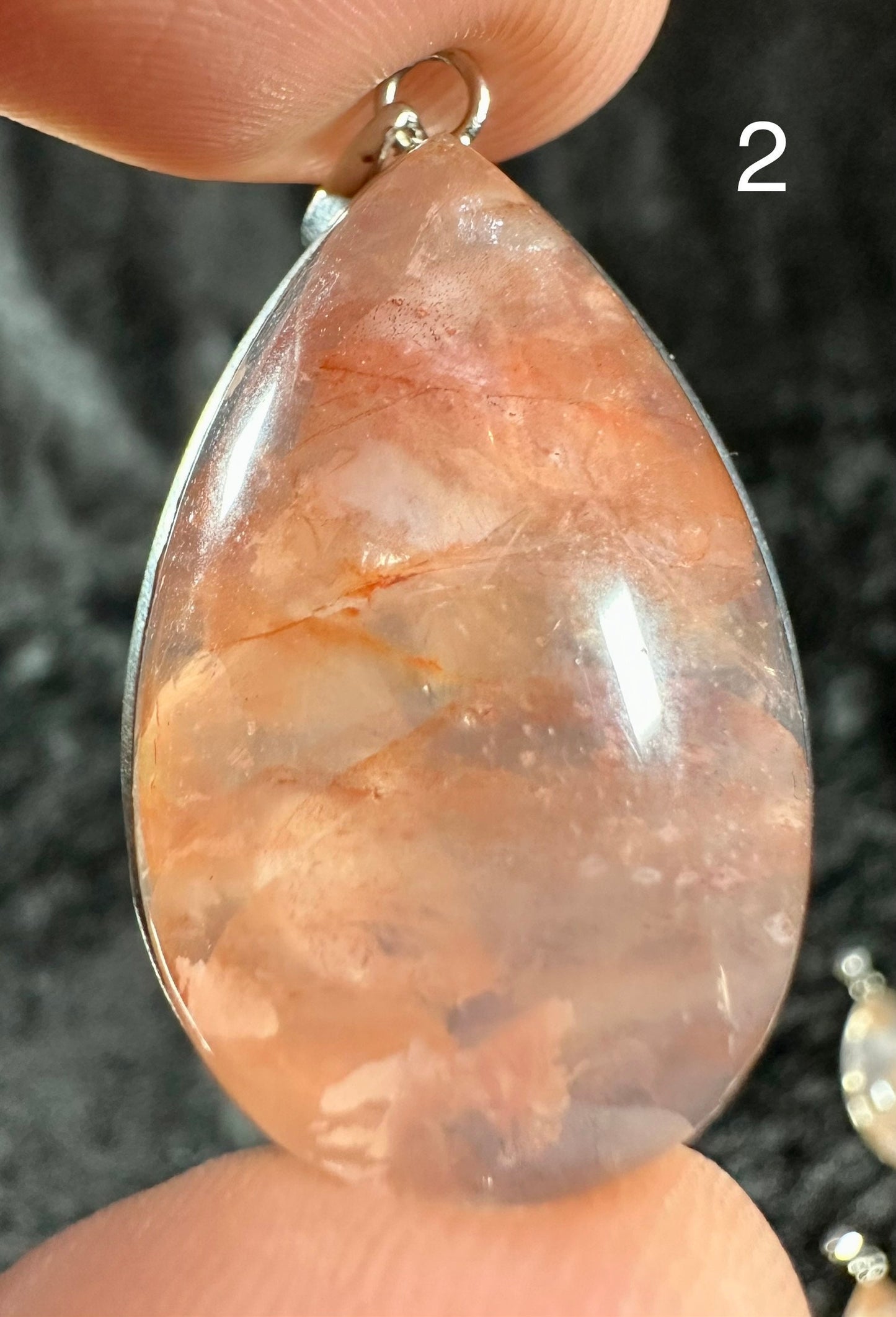 Natural Fire Quartz Pendants. Beautiful Crystal Necklace. Includes 24" Silver plated chain or leather cord upon request.