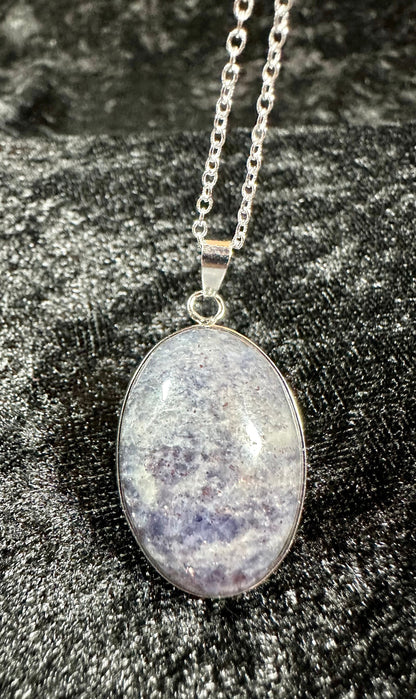 Natural Iolite Pendant. Beautiful Crystal Necklace. Includes 24" Silver plated chain