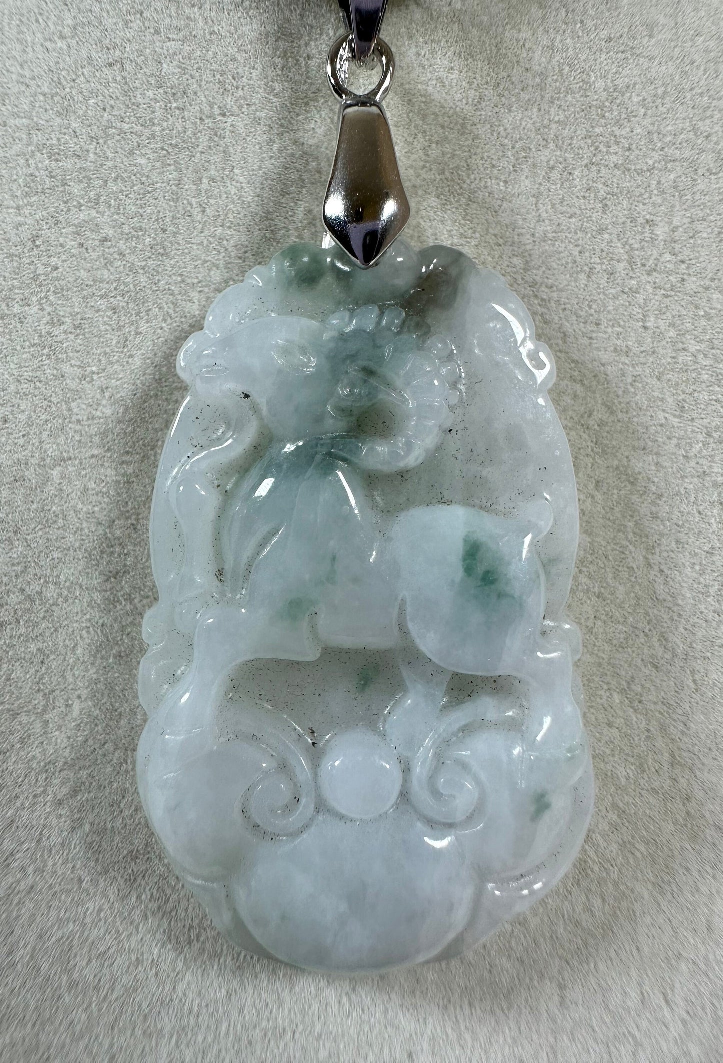 Jade Chinese Zodiac Pendant. Sheep Pendant in Natural Jade.
