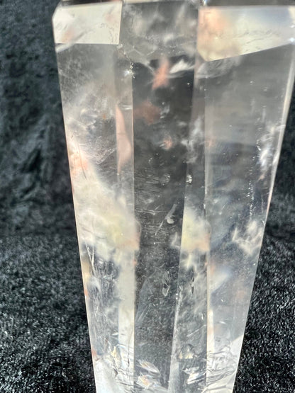Clear Quartz Tower With Pink Rabbit Hair Inclusions. One Of A Kind Crystal Tower