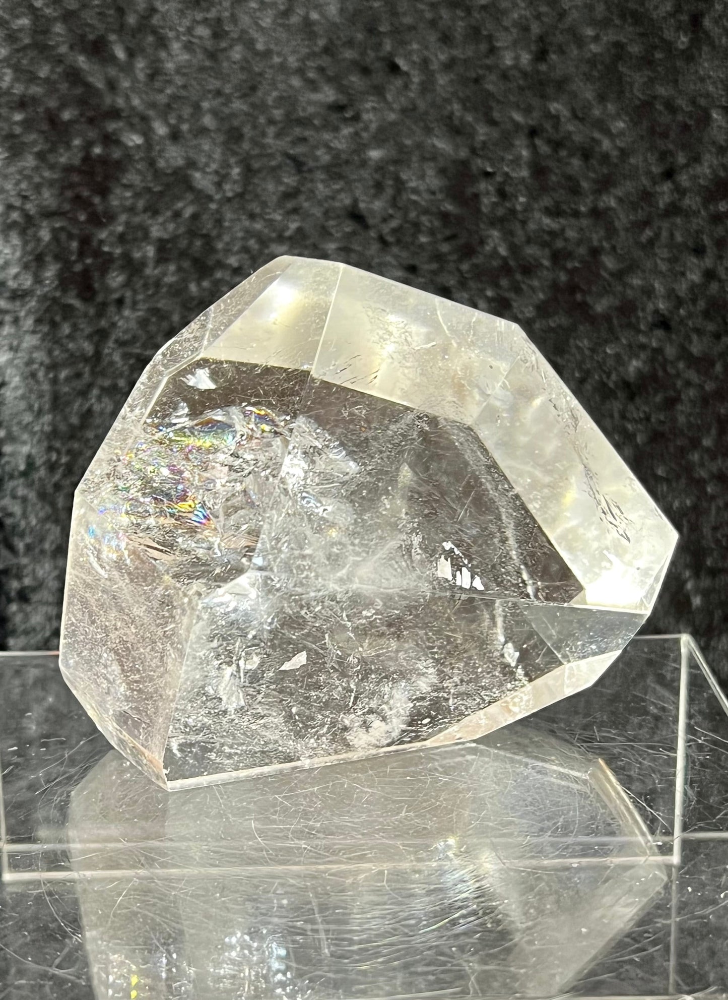Amazing Clear Quartz Filled With Rainbows! Very Unique Crystal. Polished Clear Quartz Freeform.
