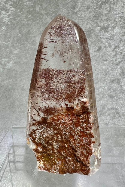 Beautiful Red And White Garden Quartz Freeform. Very Nice Quality Lodolite. Stands Perfectly For Display.