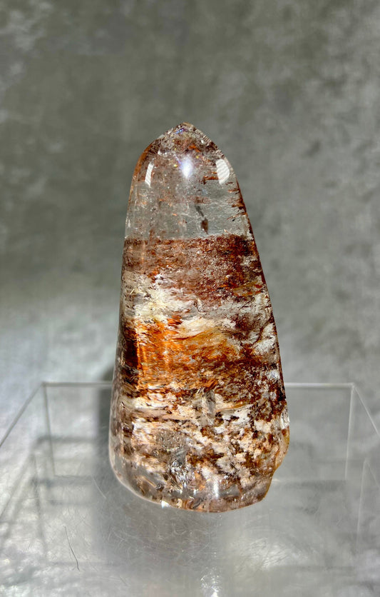 Beautiful Red And White Garden Quartz Freeform. Very Nice Quality Lodolite. Stands Perfectly For Display.