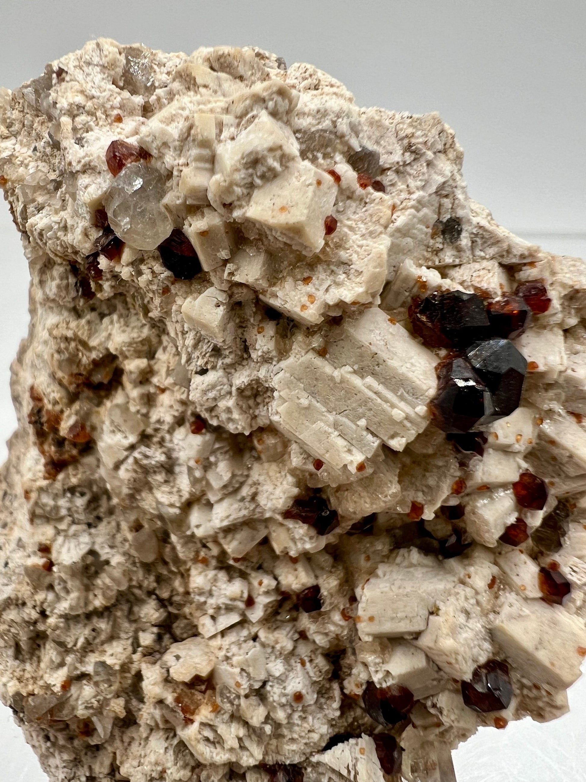 Stunning Garnet, Smoky Quartz, And Hyalite Specimen. Beautiful Spessartine Garnet With UV Reactive Hyalite Opal. Incredible Mixed Minerals