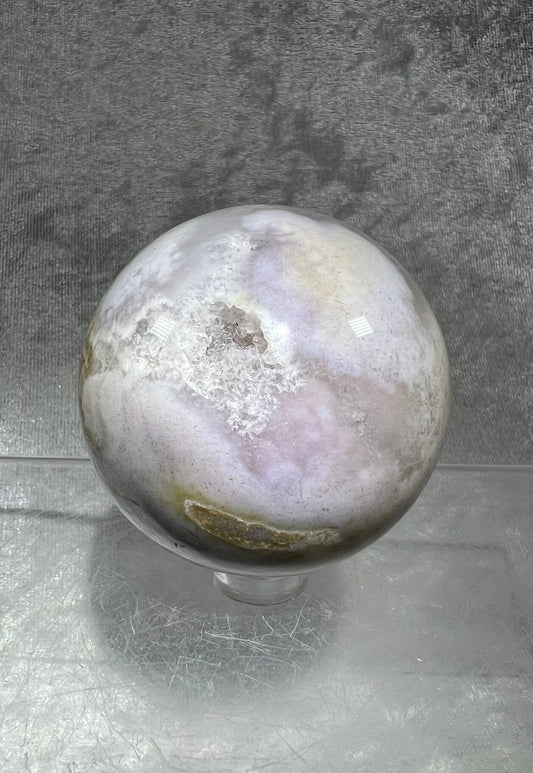 Amazing Druzy Pink Amethyst Sphere. Beautiful Pink And Purple Druzy Crystal Sphere.