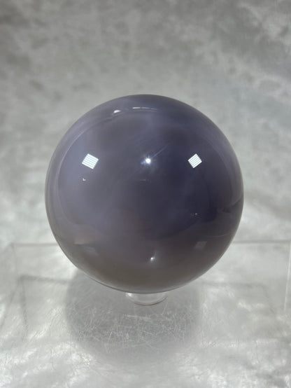 Amazing Druzy Agate Sphere. Rare Lavender Colors. 71mm. Incredible Light Purple Blue Druzy Sphere
