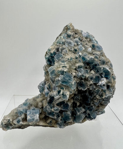Rare Teal Blue Fluorite Cubes Specimen. Incredible Sugar Druzy. UV Reactive Crystal