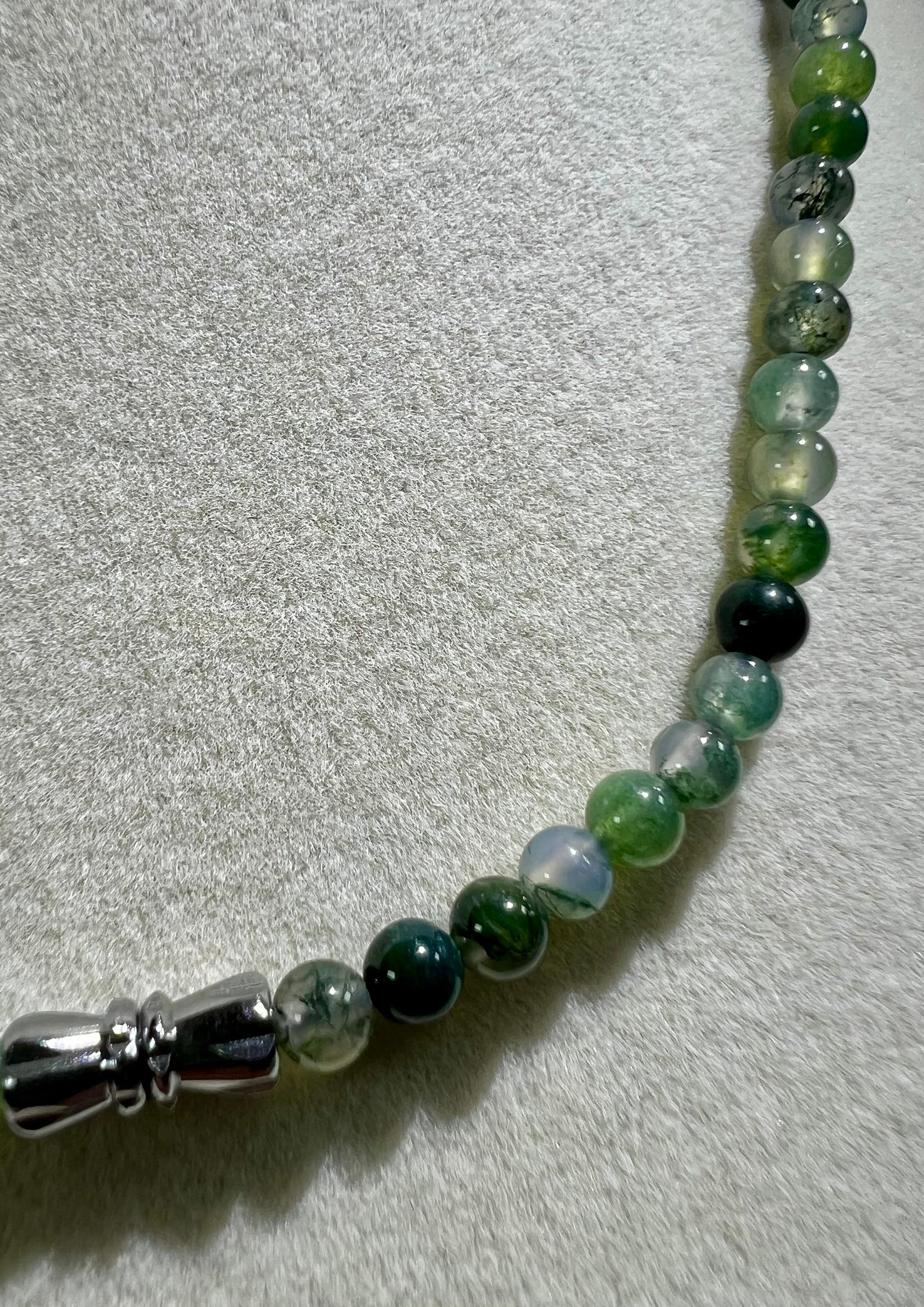 Amazing Moss Agate Crystal Pendant. Custom Made Moss Agate Bead Necklace. High Quality Crystal Necklace