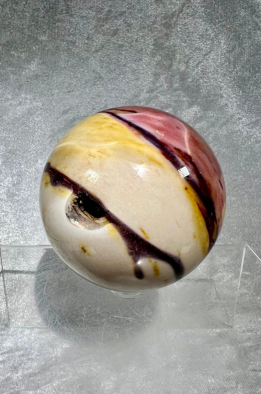 Beautiful Large Mookaite Crystal Sphere. 75mm. Incredible Colors And Patterns.
