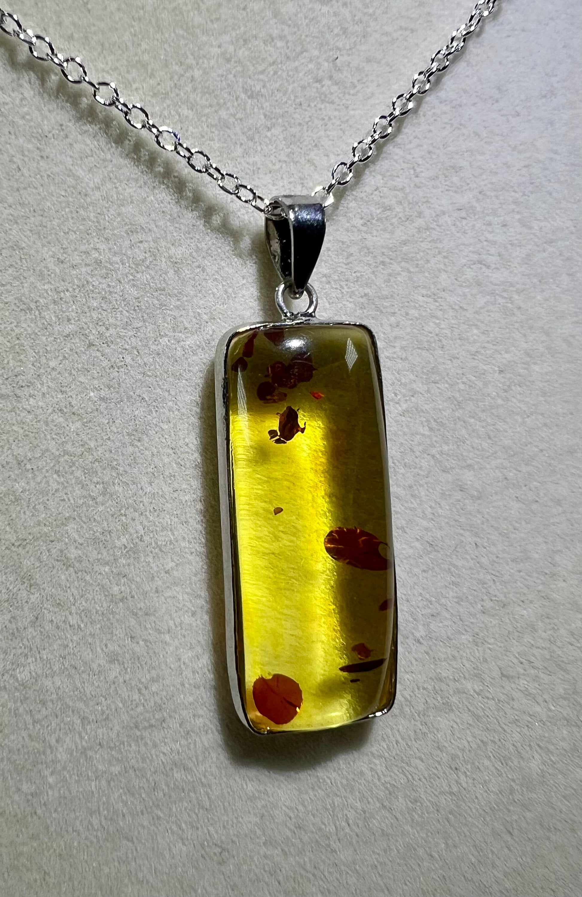 Stunning Yellow Amber Pendant. Beautiful Yellow And Red Amber Necklace.