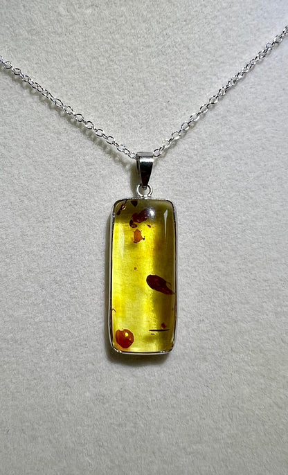 Stunning Yellow Amber Pendant. Beautiful Yellow And Red Amber Necklace.