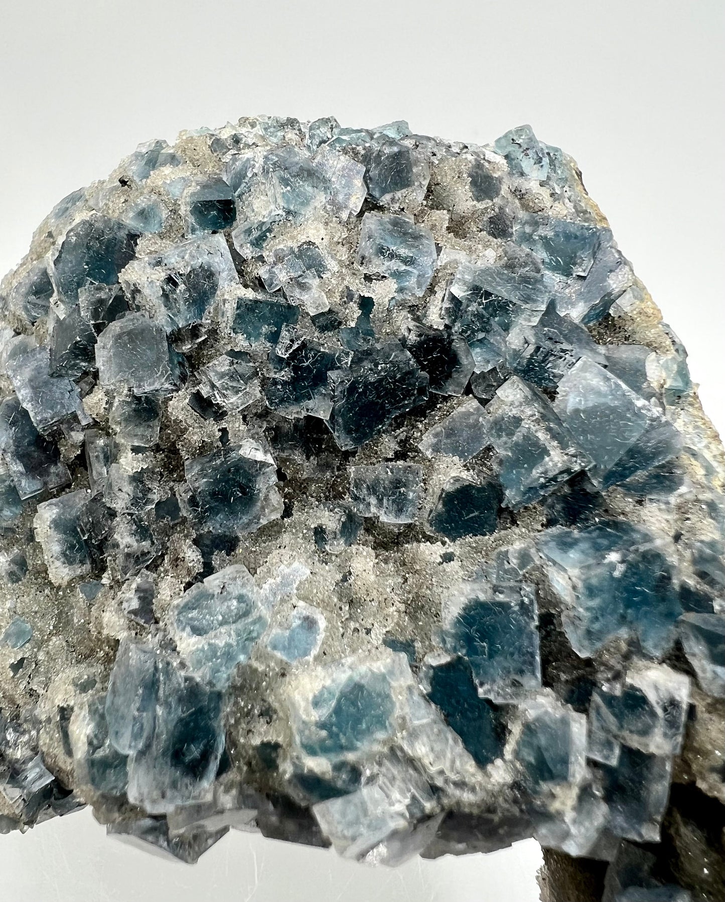 Rare Teal Blue Fluorite Cubes Specimen. Incredible Sugar Druzy. UV Reactive Crystal